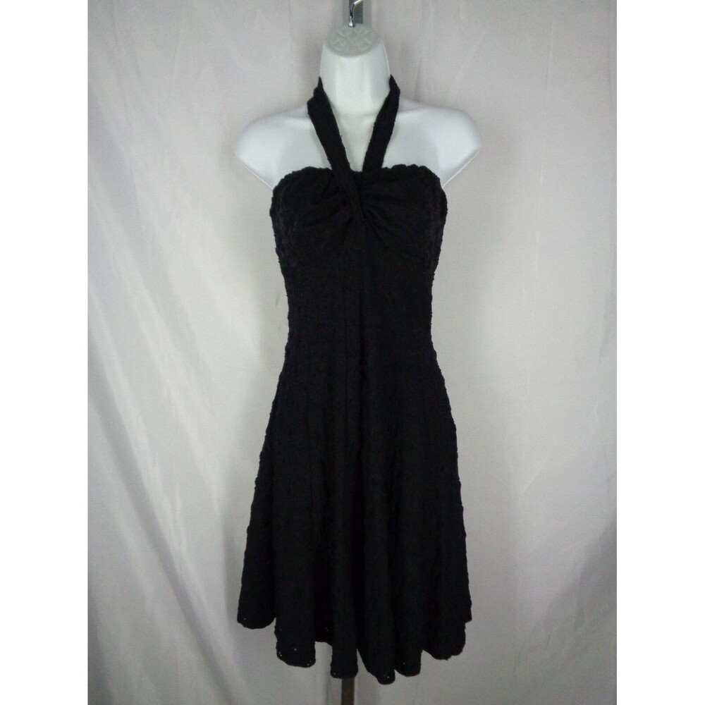 Elana Kattan Black Eyelet Halter Convertible Dress Sz Small Vintage 90's Y2K New